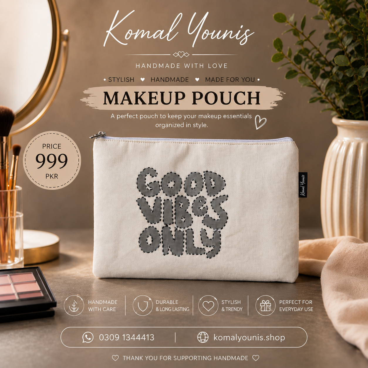 Embroidered Makeup Pouch
