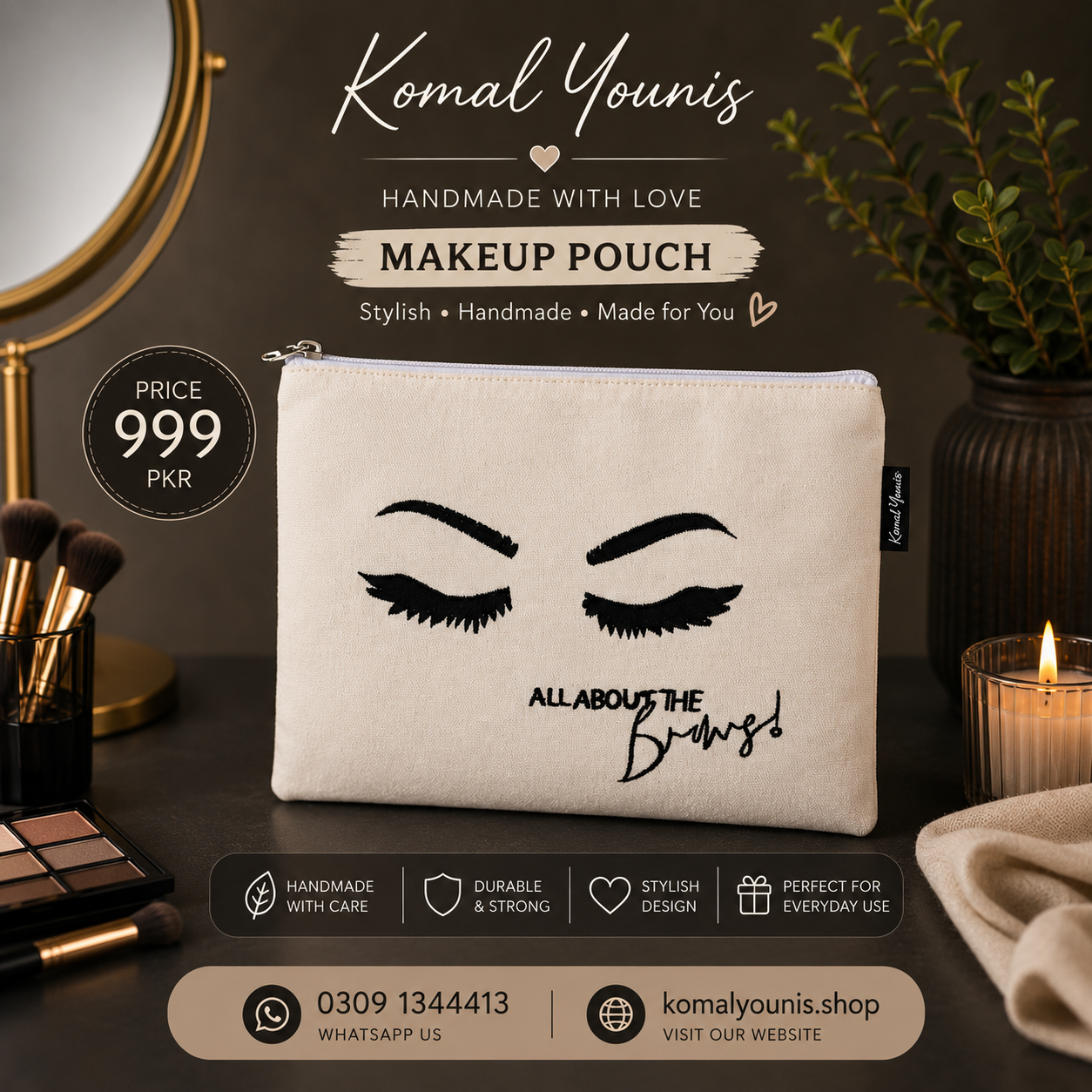 Embroidered Makeup Pouch