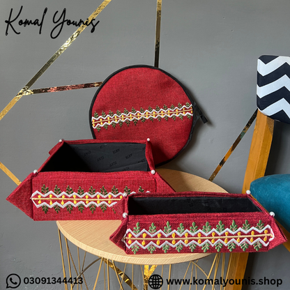 Handmade Bread Basket Set with Bread Warmer & Cutlery Basket