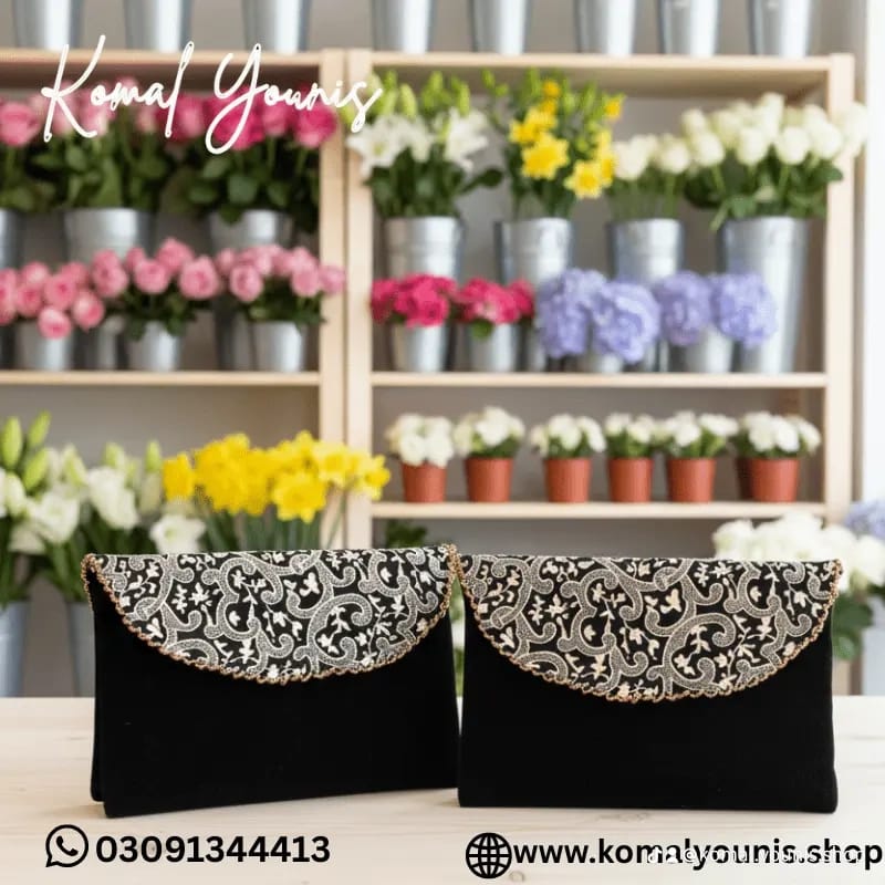 Embroidered Velvet Clutch