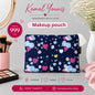 Quilted Heart & Flower Print Makeup Pouch