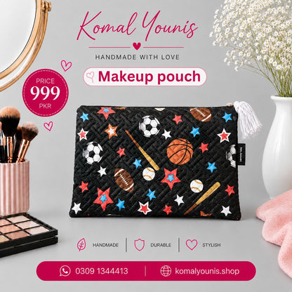Sports Print Makeup Pouch