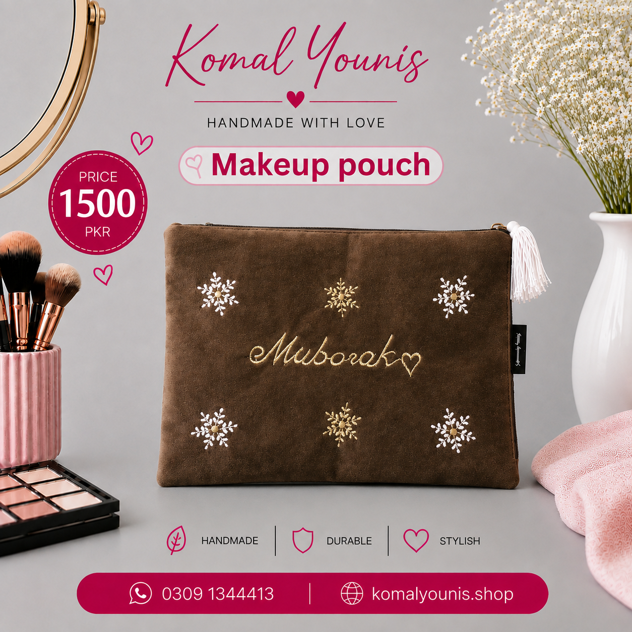 Embroidered Makeup Pouch