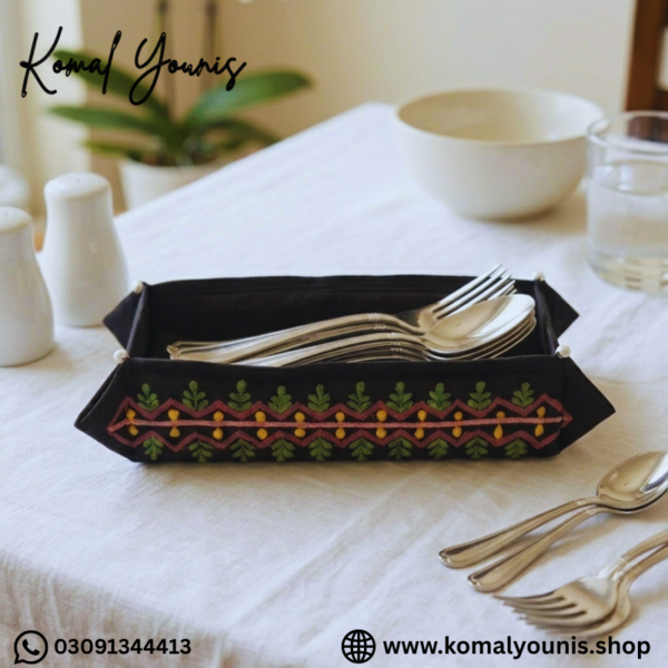 Handmade Bread Basket Set with Bread Warmer & Cutlery Basket