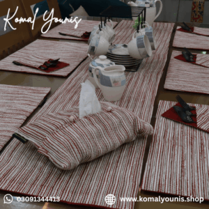 Crimson Striped Dining Table Cover