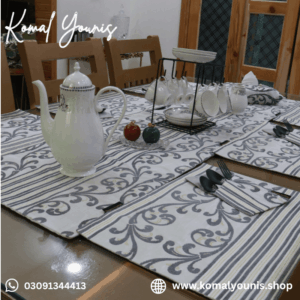 Ivory Scroll Work Dining Table Cover - Image 3