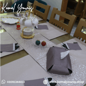 Light Taupe Leaf Dining Table Cover - Image 3