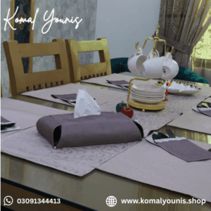 Light Taupe Leaf Dining Table Cover - Image 4