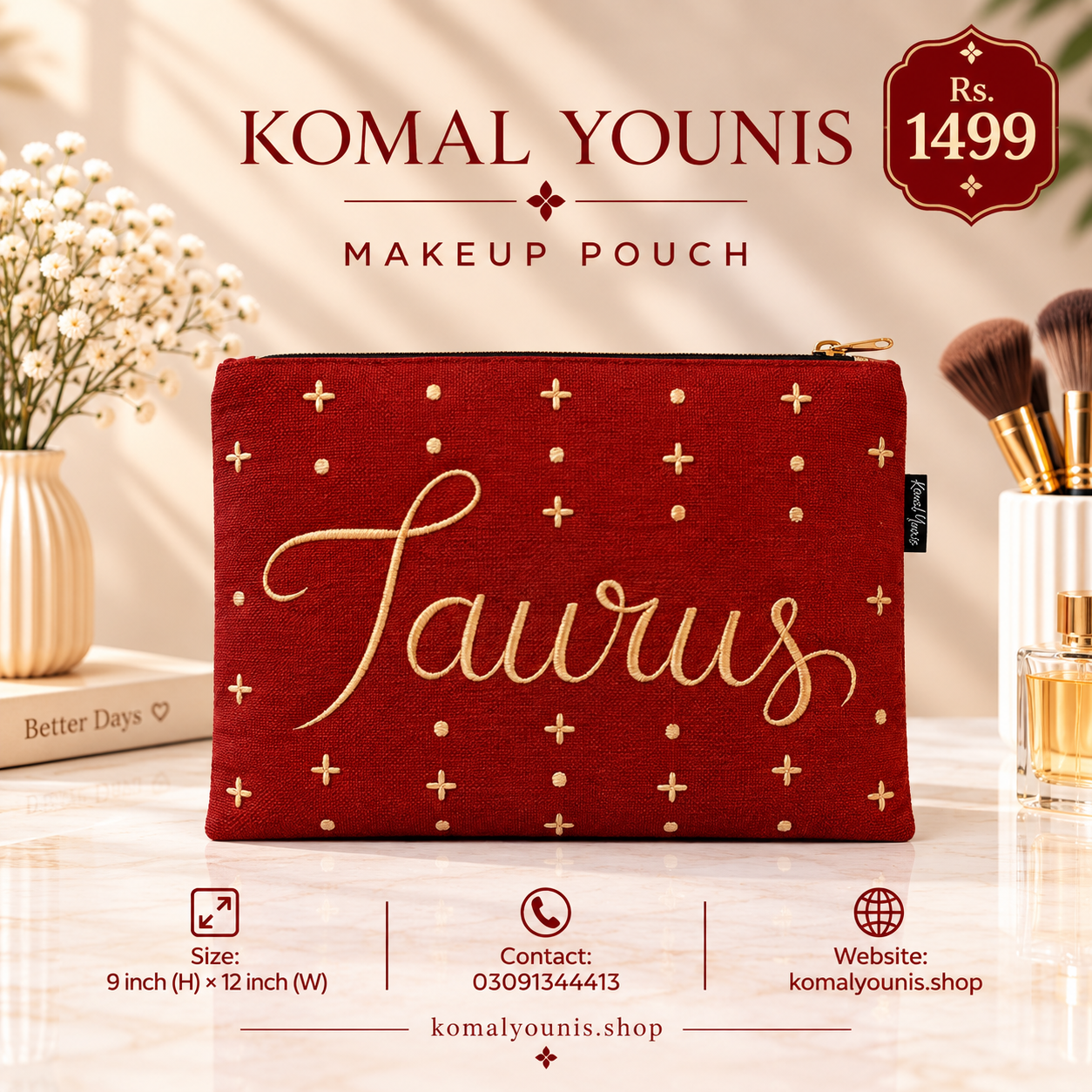 taurus-zodiac-makeup-pouch-in-red-jute-with-gold-embroidery