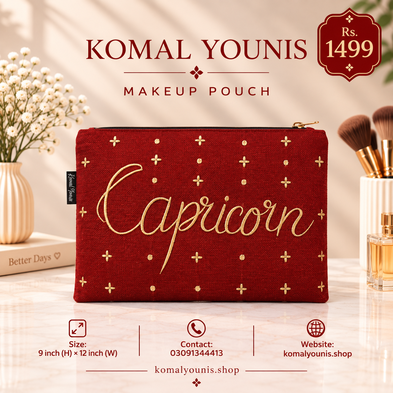 capricorn-zodiac-makeup-pouch-in-red-jute-with-gold-embroidery